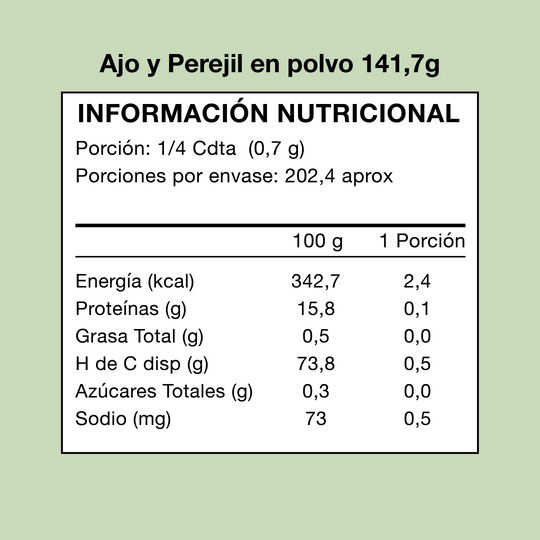 Ajo y Perejil en Polvo 141g